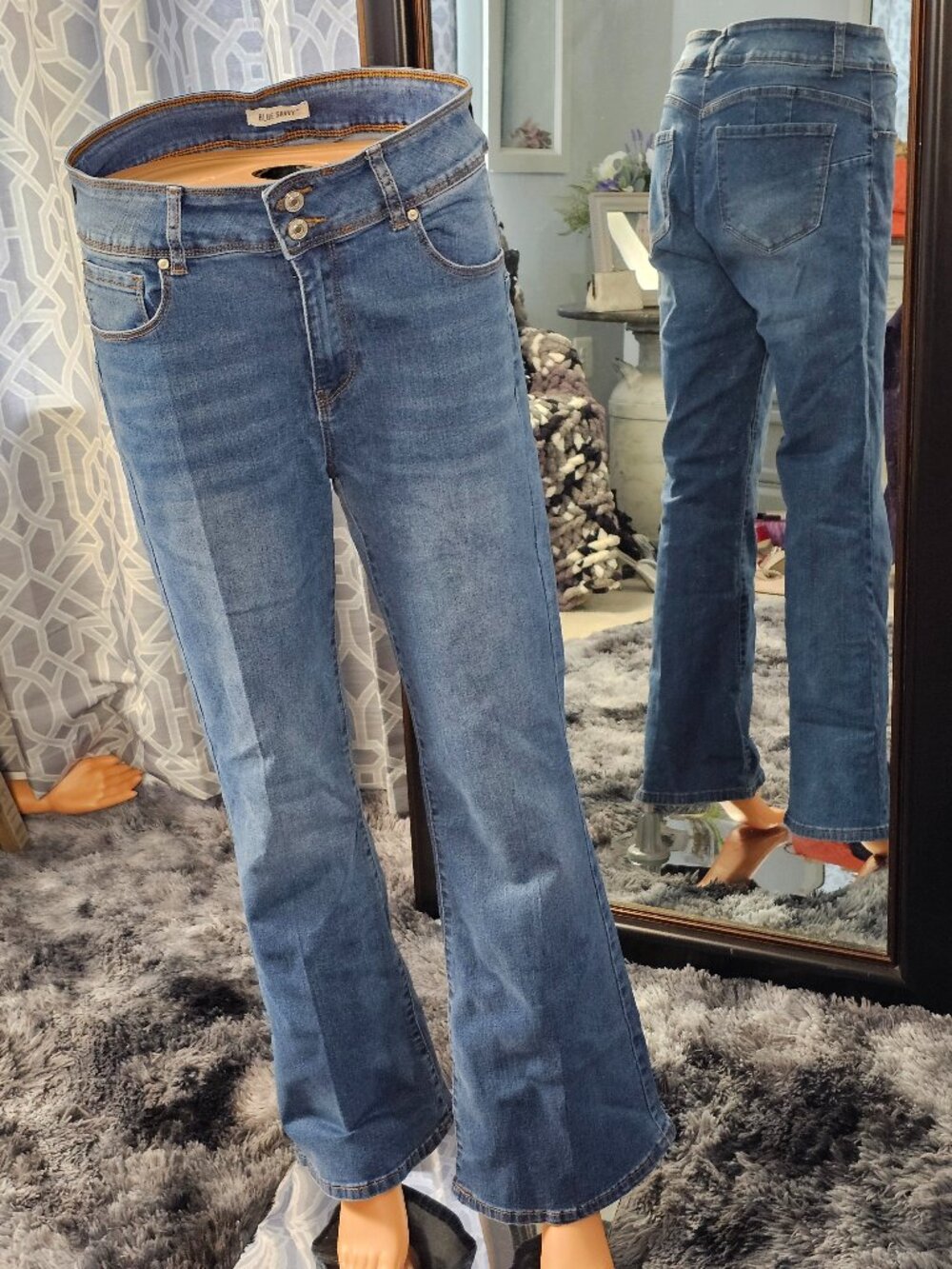 Blue Savvy High‑Waisted Flare Jeans, Size 13/31